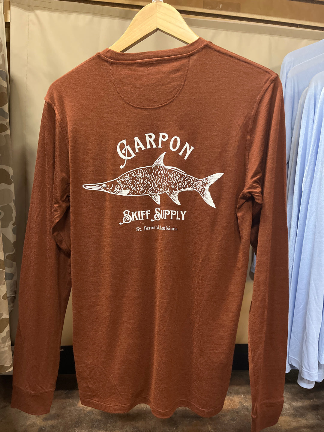 Patagonia Men’s Capilene Cool Merino Blend Long Sleeve Logo Shirt “Skiff Supply GARPON”